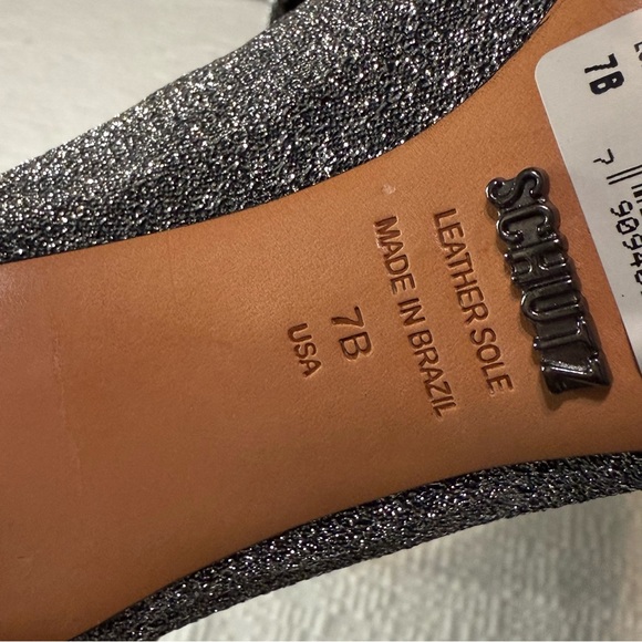 $258 SCHUTZ Silver Metallic Stretch Heeled Ankle Booties 7 NWT - Picture 13 of 17